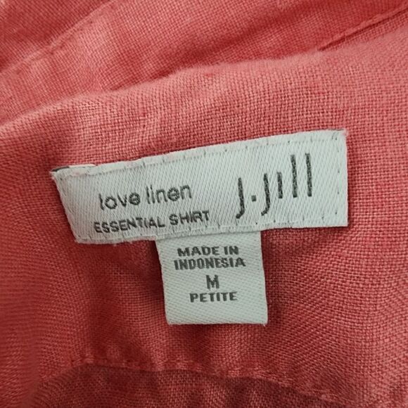 J Jill Love Linen Essential Long Sleeve Button Down Shirt Size Medium Petite - Picture 6 of 8